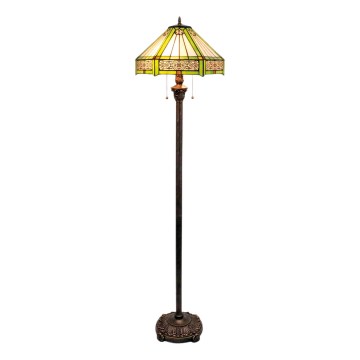 BRILAGI - Tiffany-vitraasinen lattiavalaisin EMERALD 2xE27/60W/230V