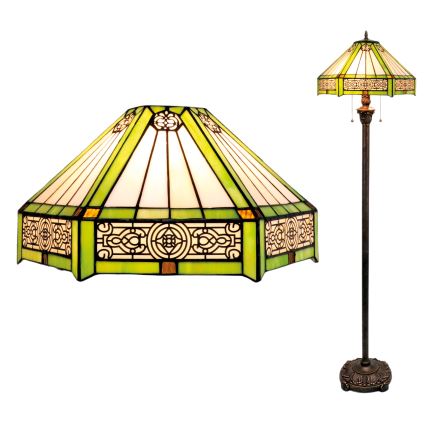 BRILAGI - Tiffany-vitraasinen lattiavalaisin EMERALD 2xE27/60W/230V