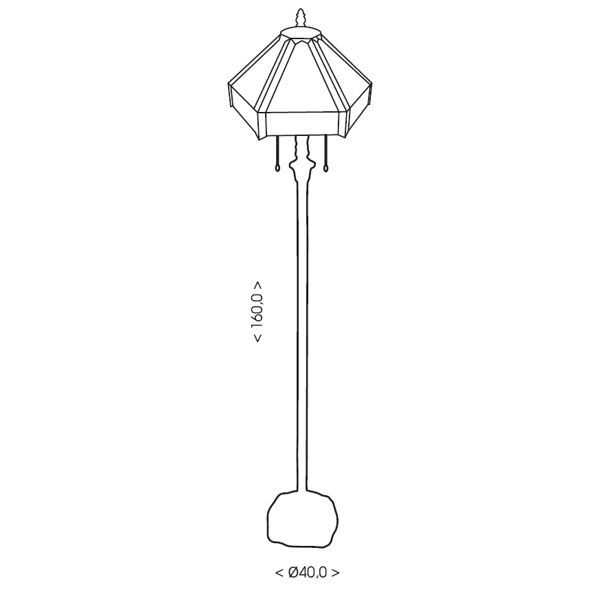 BRILAGI - Tiffany-vitraasinen lattiavalaisin EMERALD 2xE27/60W/230V