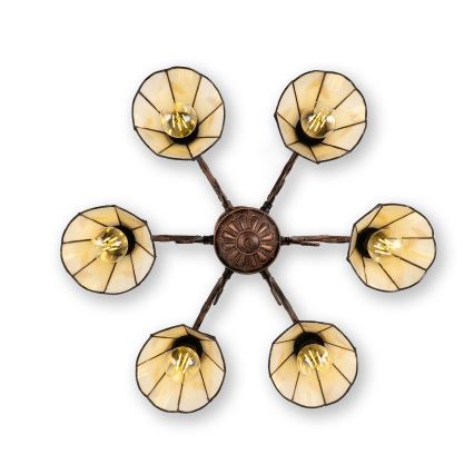 Brilagi - Tiffany-vitraasinen pinta-asennettava kattokruunu FOLIA 6xE27/60W/230V halkaisija 60 cm