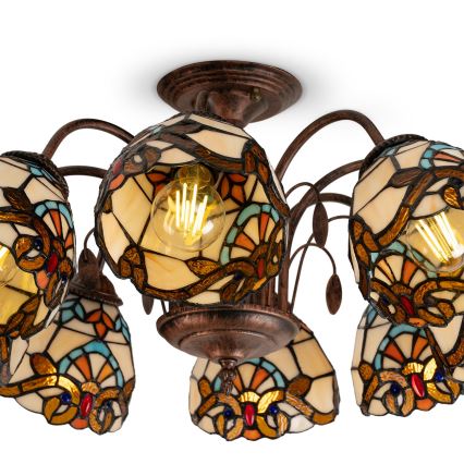 Brilagi - Tiffany-vitraasinen pinta-asennettava kattovalaisin MIRABELLA 8xE27/60W/230V Ø 68 cm