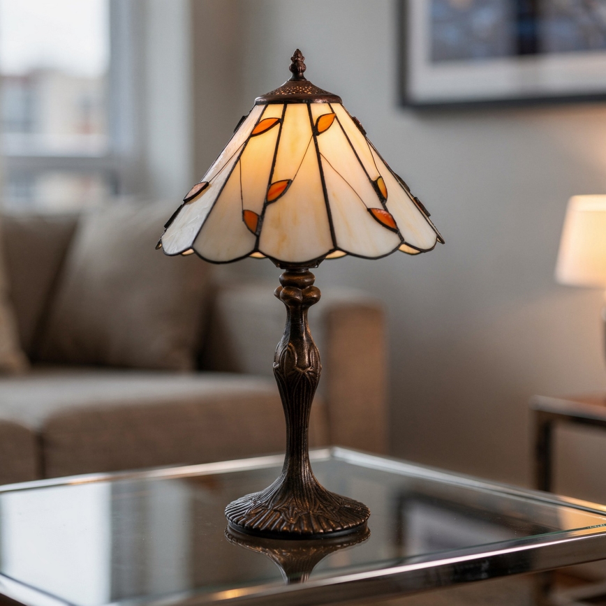 Brilagi - Tiffany-vitraasinen pöytälamppu FOLIA 1xE27/60W/230V