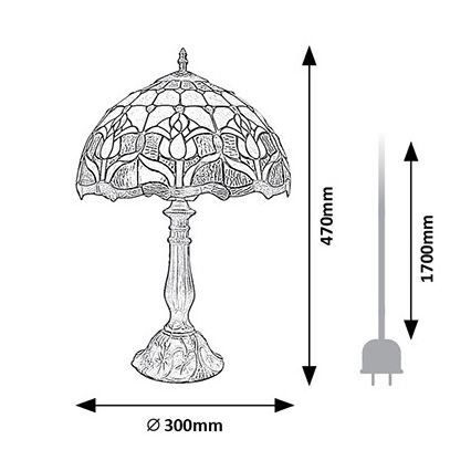 Brilagi - Tiffany-vitraasinen pöytävalaisin LORAS 1xE27/40W/230V