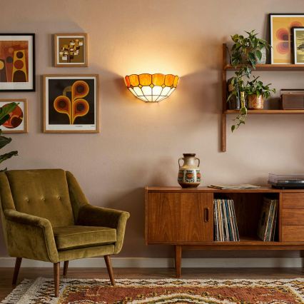 Brilagi - Tiffany-vitraasinen seinävalaisin SIENNA 1xE14/40W/230V
