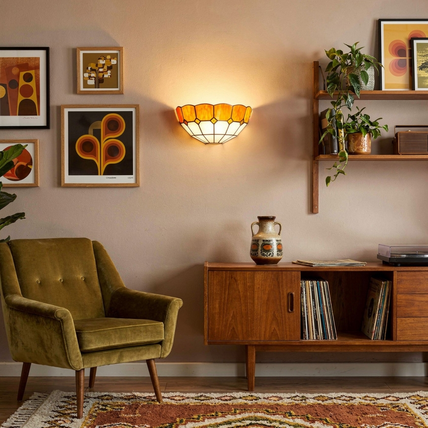 Brilagi - Tiffany-vitraasinen seinävalaisin SIENNA 1xE14/40W/230V