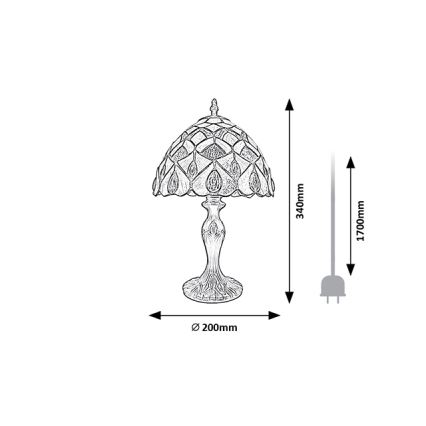 Brilagi - Tiffany-vitraasipöytälamppu MARGARET 1xE14/40W/230V