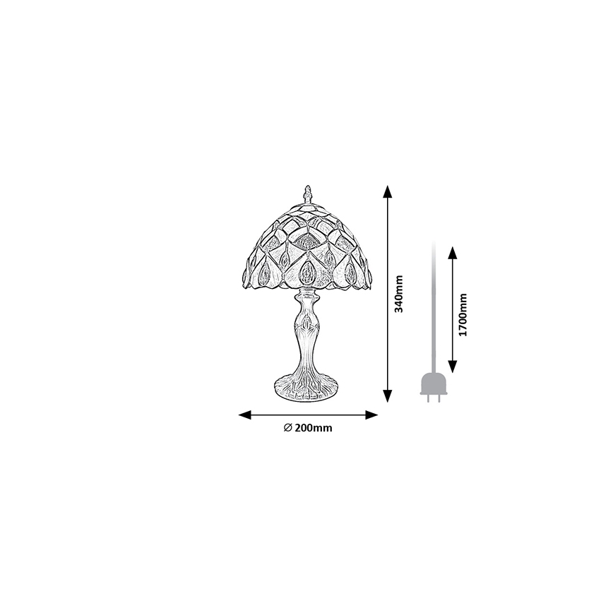 Brilagi - Tiffany-vitraasipöytälamppu MARGARET 1xE14/40W/230V