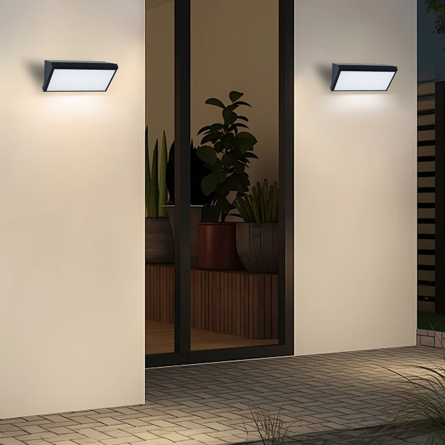Brilagi - LED-ulkoseinävalaisin tunnistimella TRIANGLE LED/20W/230V musta IP65