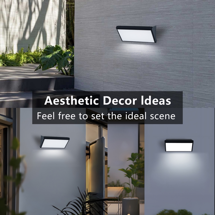 Brilagi - LED-ulkoseinävalaisin tunnistimella TRIANGLE LED/20W/230V musta IP65