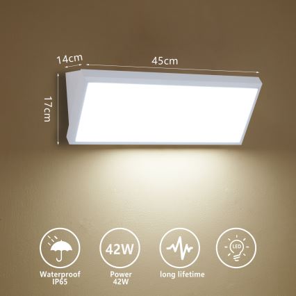 Brilagi - TRIANGLE LED-ulkoseinävalaisin LED/42W/230V 45 cm valkoinen IP65
