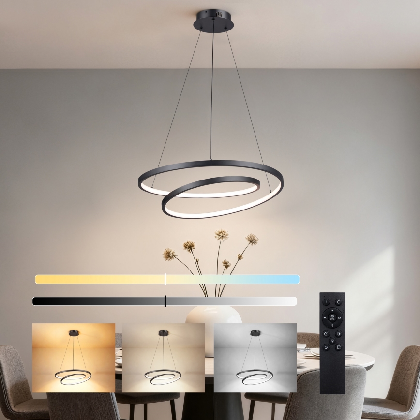 Brilagi - TWISTER himmennettävä LED-riippuvalaisin vaijerilla LED/48W/230V 3000-6000K Ø 50 cm musta + kaukosäädin