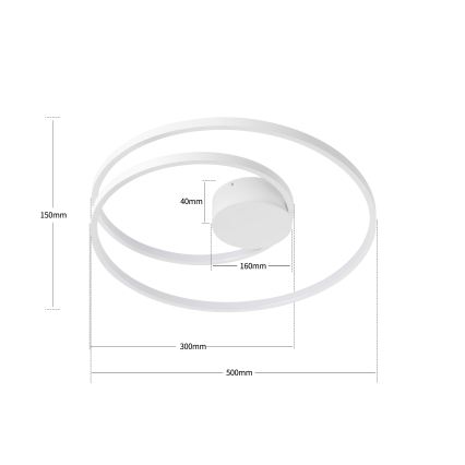 Brilagi - himmennettävä LED-kattovalaisin TWISTER LED/48 W/230 V 3000–6000 K, halkaisija 50 cm, valkoinen + kaukosäädin