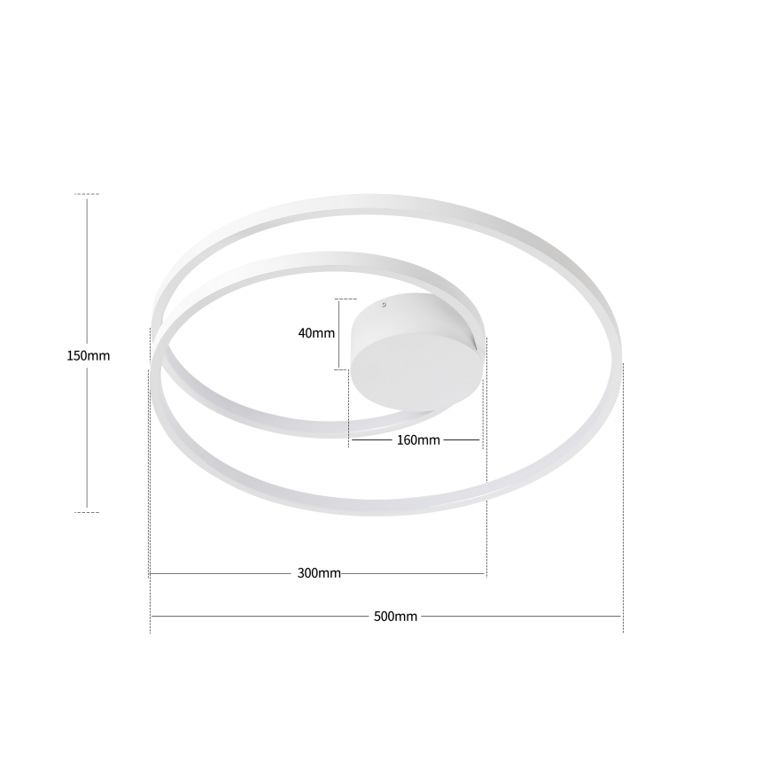 Brilagi - himmennettävä LED-kattovalaisin TWISTER LED/48 W/230 V 3000–6000 K, halkaisija 50 cm, valkoinen + kaukosäädin