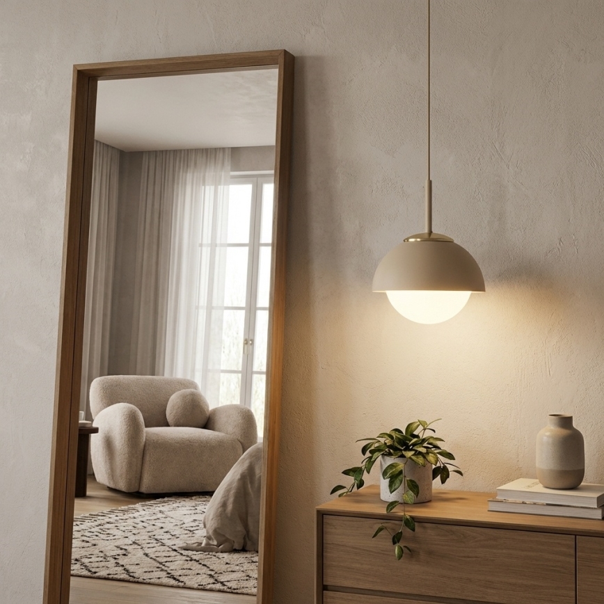 Brilagi - Tyylikäs riippuvalaisin johdolla COSMO 1xE27/60W/230V Ø 18 cm beige/kulta