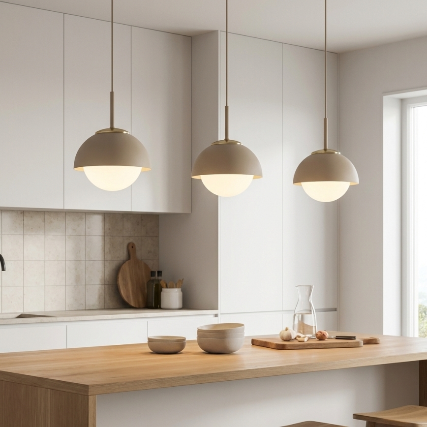 Brilagi - Tyylikäs riippuvalaisin johdolla COSMO 1xE27/60W/230V Ø 18 cm beige/kulta