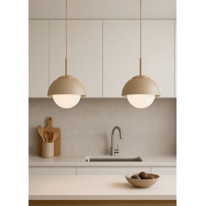 Brilagi - Tyylikäs riippuvalaisin johdolla COSMO 1xE27/60W/230V Ø 18 cm beige/kulta