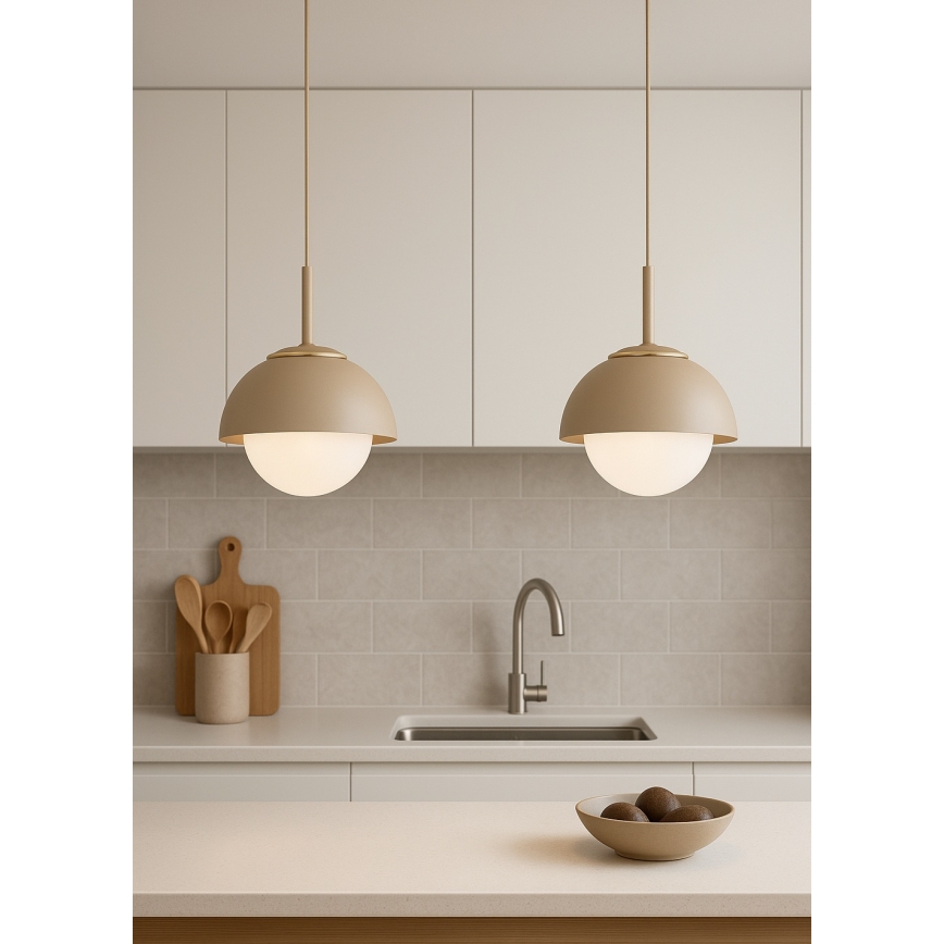 Brilagi - Tyylikäs riippuvalaisin johdolla COSMO 1xE27/60W/230V Ø 18 cm beige/kulta