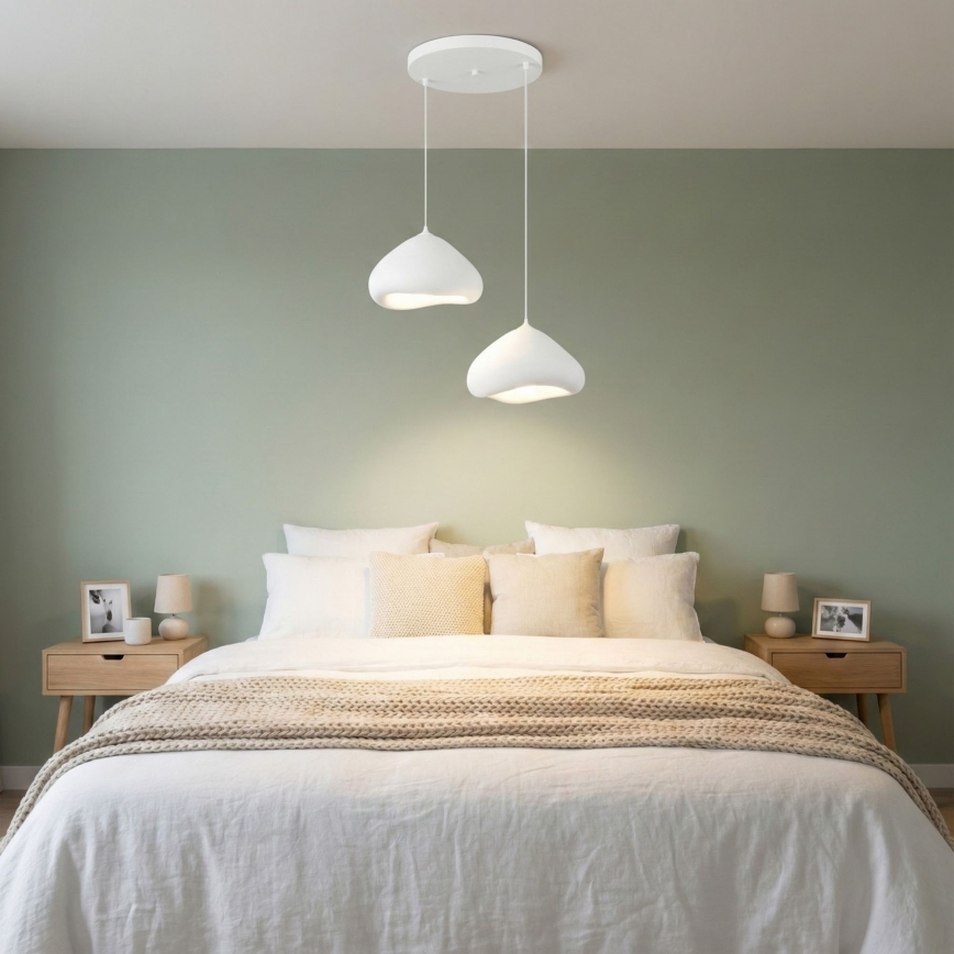 Brilagi - tyylikäs WABI SABI-riippuvalaisin kaapelilla, 2xE27/40W/230V, halkaisija 45 cm, valkoinen