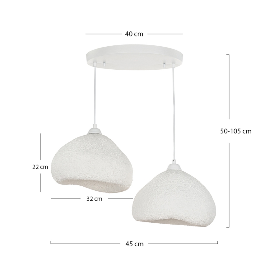 Brilagi - tyylikäs WABI SABI-riippuvalaisin kaapelilla, 2xE27/40W/230V, halkaisija 45 cm, valkoinen