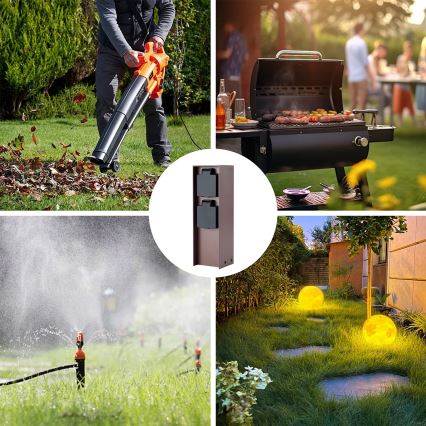 Brilagi - Ulkoinen pistorasiapylväs PILLAR 2Z SCHUKO 230V IP44 ruskea