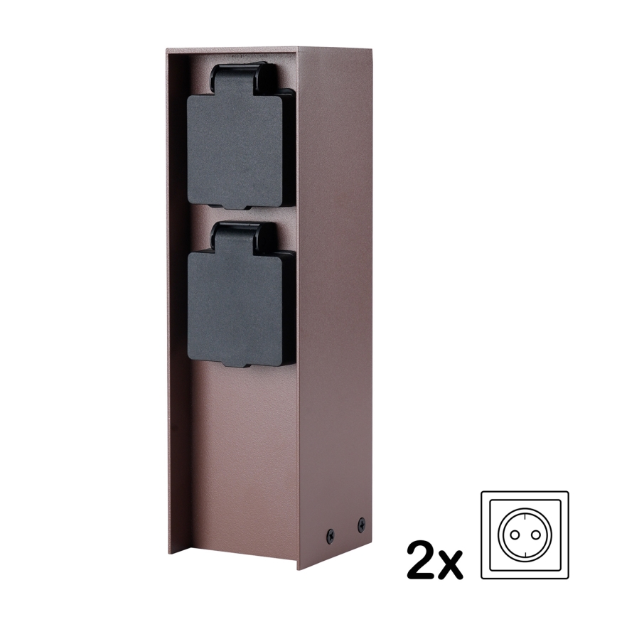 Brilagi - Ulkoinen pistorasiapylväs PILLAR 2Z SCHUKO 230V IP44 ruskea