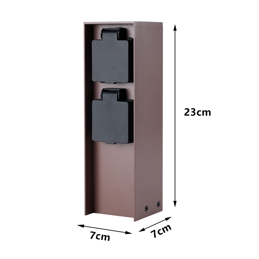 Brilagi - Ulkoinen pistorasiapylväs PILLAR 2Z SCHUKO 230V IP44 ruskea