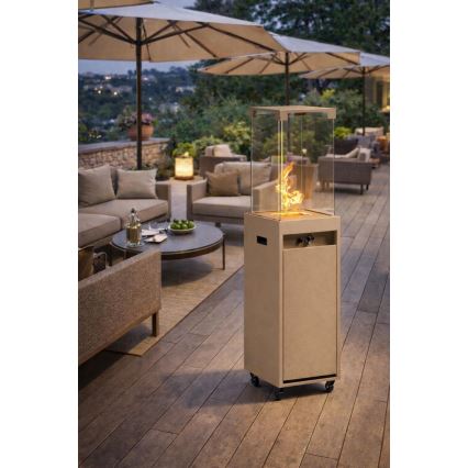Brilagi - Ulkokäyttöinen kaasutakka FLARO GAS 142x36 cm 8kW 1xAAA beige + suojapeite