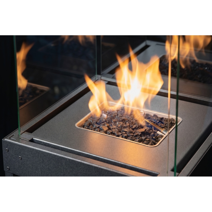 Brilagi - Ulkokäyttöinen kaasutakka FLARO GAS 142x36 cm 8kW 1xAAA antrasiitti + suojahuppu