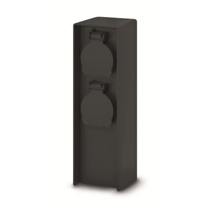 Brilagi - ulkokäyttöinen pistorasiapylväs 2x 230V IP44 SCHUKO musta