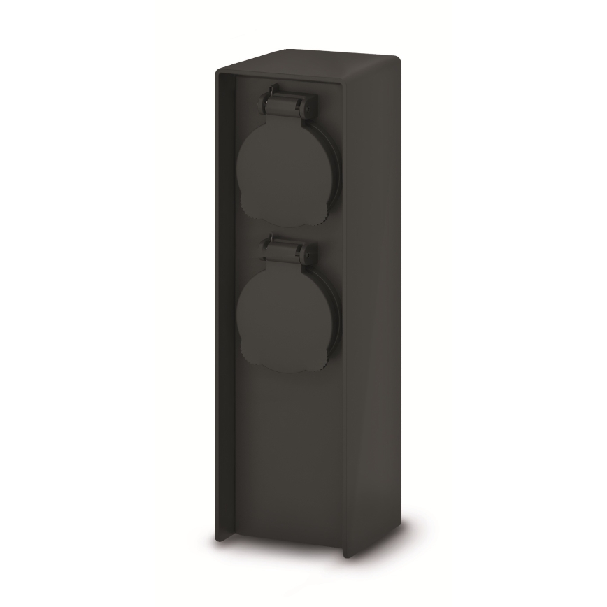 Brilagi - ulkokäyttöinen pistorasiapylväs 2x 230V IP44 SCHUKO musta