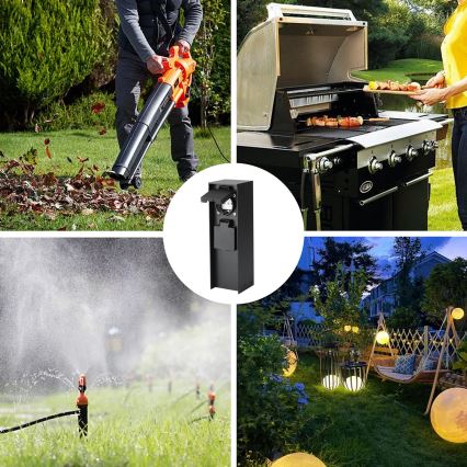Brilagi - Ulkokäyttöinen pistorasiapylväs PILLAR 2x SCHUKO 230V IP44 musta