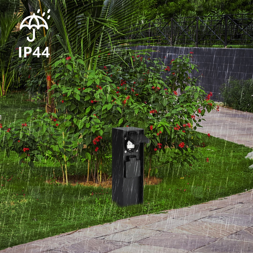 Brilagi - Ulkokäyttöinen pistorasiapylväs PILLAR 2x SCHUKO 230V IP44 musta