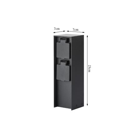 Brilagi - Ulkokäyttöinen pistorasiapylväs PILLAR 2x SCHUKO 230V IP44 musta