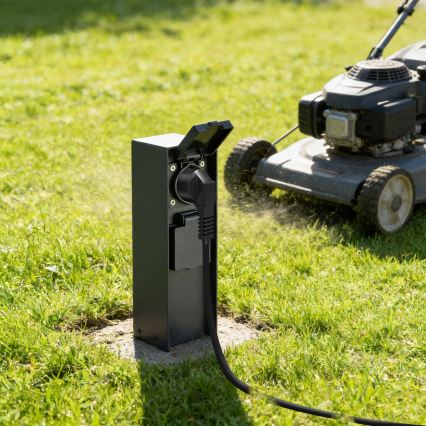 BRILAGI - Ulkokäyttöinen pistorasiapylväs PILLAR 2x SCHUKO 230V IP44 musta