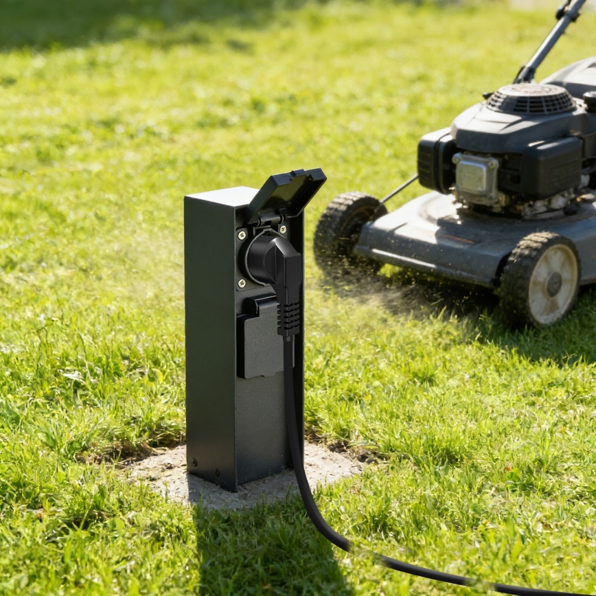 BRILAGI - Ulkokäyttöinen pistorasiapylväs PILLAR 2x SCHUKO 230V IP44 musta