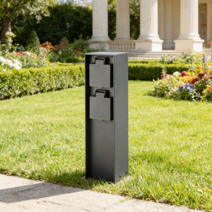 BRILAGI - Ulkokäyttöinen pistorasiapylväs PILLAR 2x SCHUKO 230V IP44 musta