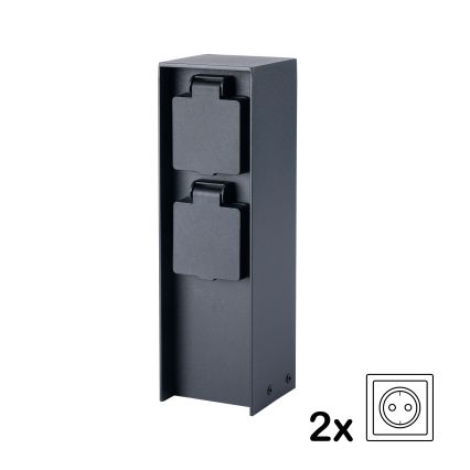 BRILAGI - Ulkokäyttöinen pistorasiapylväs PILLAR 2x SCHUKO 230V IP44 musta