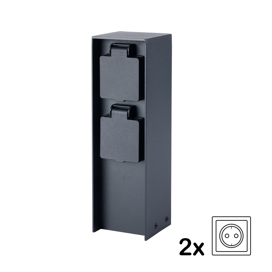 BRILAGI - Ulkokäyttöinen pistorasiapylväs PILLAR 2x SCHUKO 230V IP44 musta