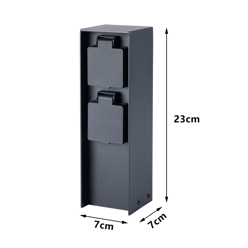 BRILAGI - Ulkokäyttöinen pistorasiapylväs PILLAR 2x SCHUKO 230V IP44 musta