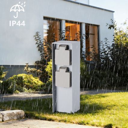 Brilagi - Ulkokäyttöinen pylväs-pistorasia PILLAR 2Z SCHUKO 230V IP44 hopea