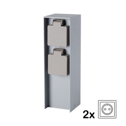 Brilagi - Ulkokäyttöinen pylväs-pistorasia PILLAR 2Z SCHUKO 230V IP44 hopea