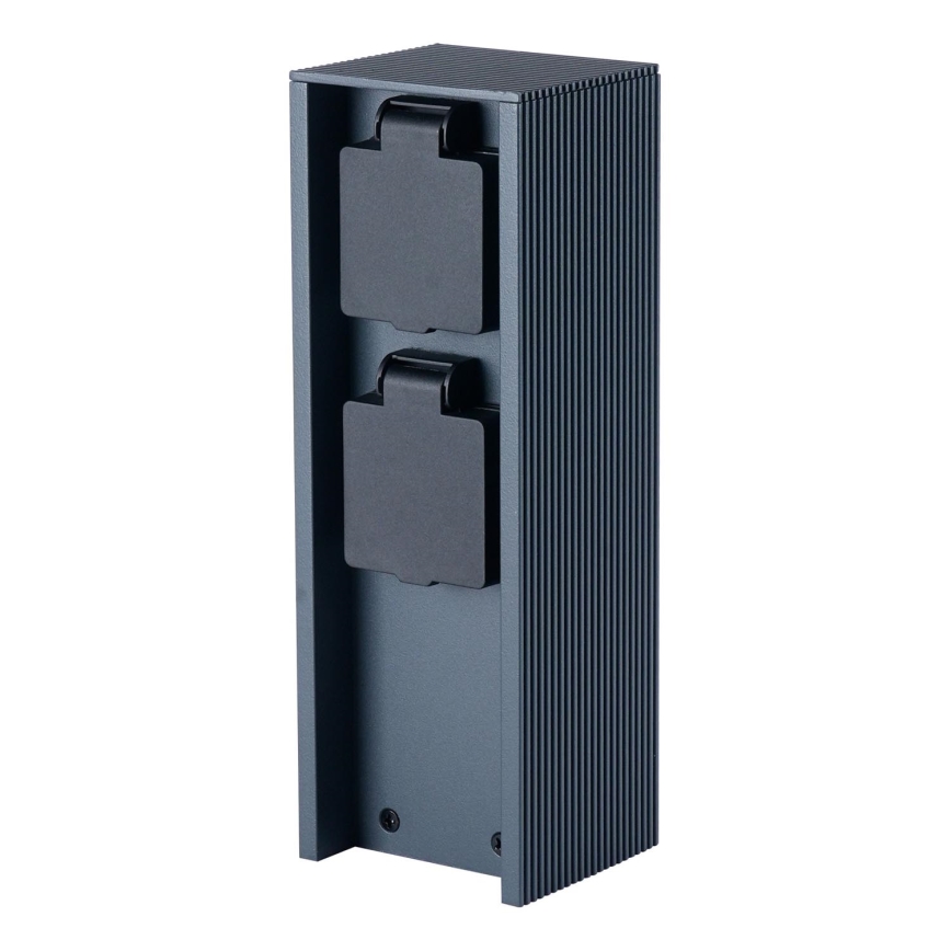 Brilagi - Ulkokäyttöön tarkoitettu pilaripistorasia PILLAR 2x SCHUKO 230 V IP44, antrasiitti