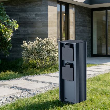 Brilagi - Ulkokäyttöön tarkoitettu pilaripistorasia PILLAR 2x SCHUKO 230 V IP44, antrasiitti
