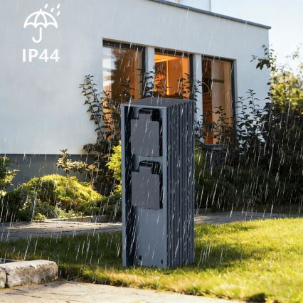 Brilagi - Ulkokäyttöön tarkoitettu pilaripistorasia PILLAR 2x SCHUKO 230 V IP44, antrasiitti