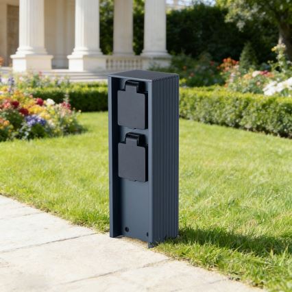 Brilagi - Ulkokäyttöön tarkoitettu pilaripistorasia PILLAR 2x SCHUKO 230 V IP44, antrasiitti