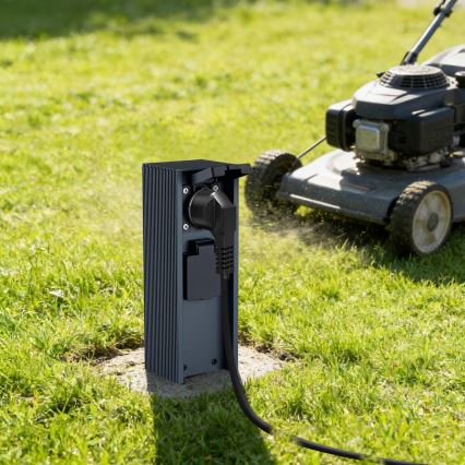 Brilagi - Ulkokäyttöön tarkoitettu pilaripistorasia PILLAR 2x SCHUKO 230 V IP44, antrasiitti