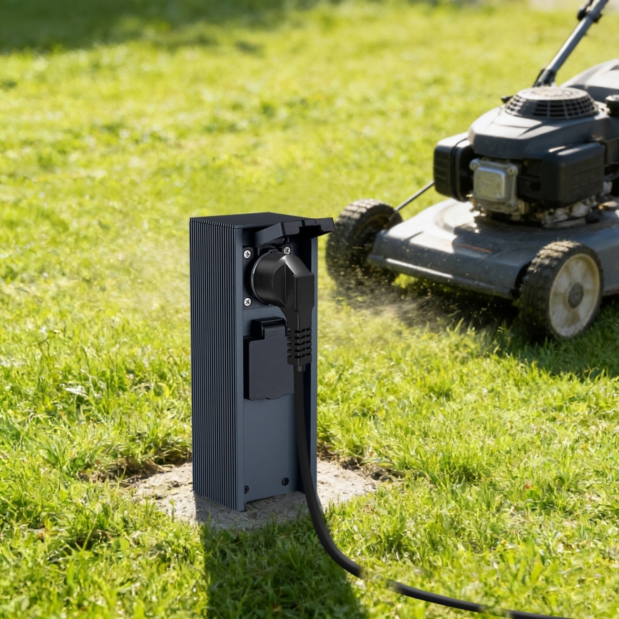 Brilagi - Ulkokäyttöön tarkoitettu pilaripistorasia PILLAR 2x SCHUKO 230 V IP44, antrasiitti