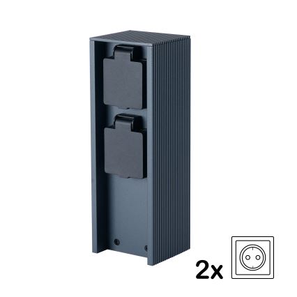 Brilagi - Ulkokäyttöön tarkoitettu pilaripistorasia PILLAR 2x SCHUKO 230 V IP44, antrasiitti