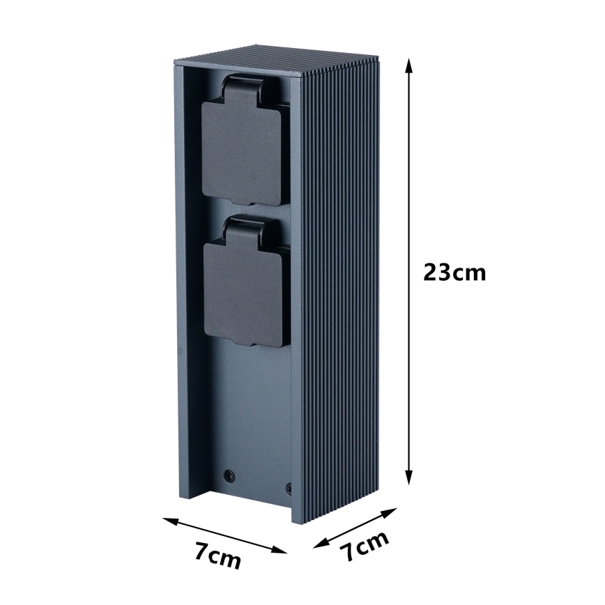 Brilagi - Ulkokäyttöön tarkoitettu pilaripistorasia PILLAR 2x SCHUKO 230 V IP44, antrasiitti