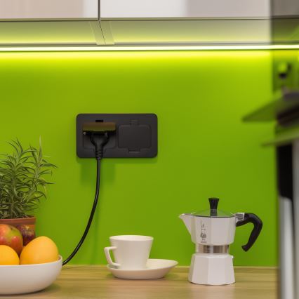 Brilagi – ulkokäyttöön upotettava lattiaan asennettava kaksoispistorasia IP55, musta, suorakulmainen